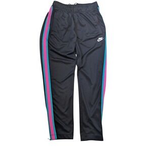 Nike‎ Track Pants Small Black Pink Blue Stripe Athletic Joggers